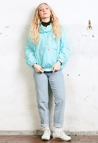 VINTAGE 80S TURQUOISE BLUE SKI JACKET