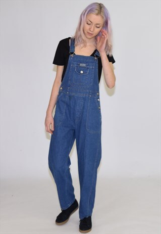 VINTAGE 90S BLUE DENIM FULL LENGTH DUNGAREES
