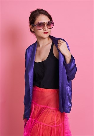 VINTAGE 90S BLAZER JACKET IN SATIN PURPLE