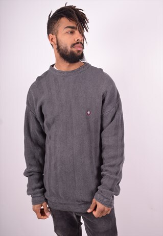 CHAPS RALPH LAUREN MENS VINTAGE JUMPER SWEATER LARGE GREY 90