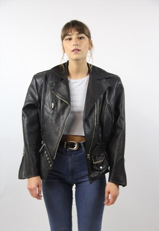 VINTAGE LEATHER BIKER JACKET 90S JACKET