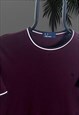 FRED PERRY SHORT SLEEVE EMBROIDERED T-SHIRT IN BURGUNDY 