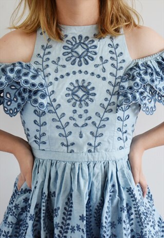 BLUE AJE EMBROIDERED DRESS