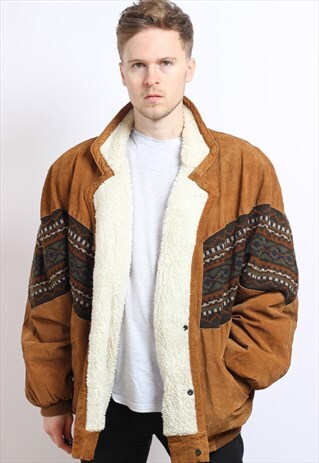 VINTAGE AZTEC FLEECE LINED JACKET