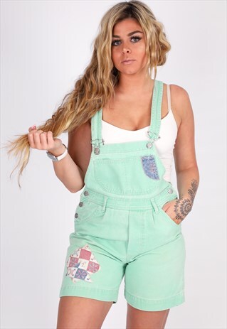 VINTAGE GREEN JEANS DUNGAREE NTR23