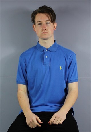 VINTAGE POLO RALPH LAUREN POLO SHIRT IN BLUE WITH EMBROIDERE