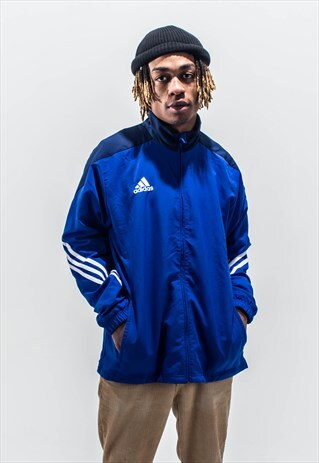 VINTAGE 90S ADIDAS TRACK TOP IN BLUE