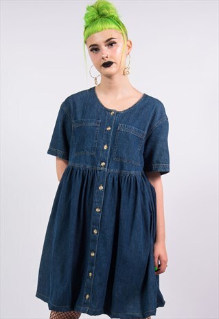 VINTAGE 90'S BUTTON DOWN DENIM DRESS