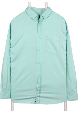 Vintage 90's Lee Shirt Plain Long Sleeve Button Up Green