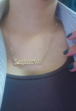 Sagittarius Starsign Necklace in Gold w Rhinestones -Friends