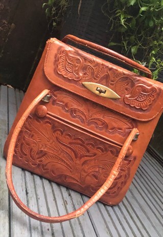 VINTAGE EMBOSSED LEATHER BAG