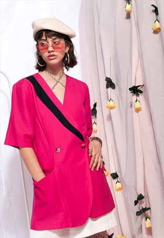 VINTAGE MAGENTA BLAZER 80S GLAM PINK JACKET