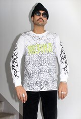 Rezina Neon Logo Crack Print Tribal Hand Painted T-Shirt