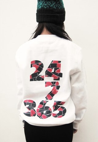 24-7/365: LIPSTICK WHITE SWEATSHIRT