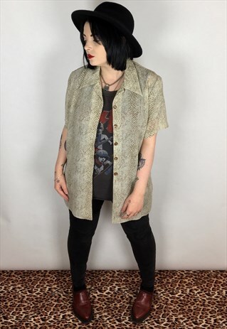 VINTAGE SNAKESKIN PRINT BLOUSE SIZE 12