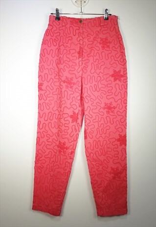 VINTAGE MOM TROUSERS WITH 3D ABSTRACT PATTERN IN RED