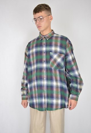 VINTAGE MULTICOLOUR CHECKERED FLANNEL SHIRT