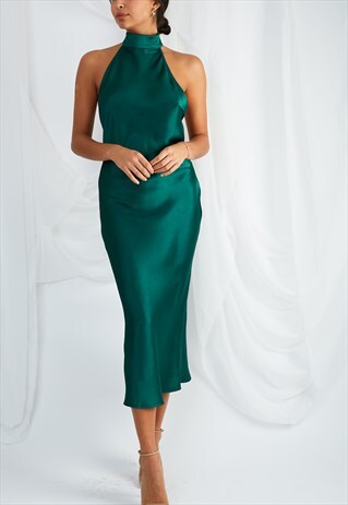 RALEIGH HAULTERNECK DRESS - EMERALD GREEN