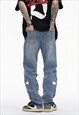 CROSS PATCH JEANS DISTRESSED GRUNGE RELIGION DENIM PANTS 