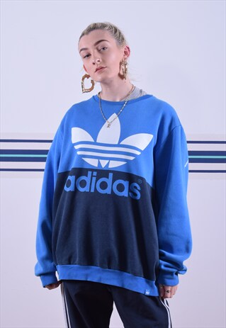 BLUE AND NAVY ADIDAS TREFOIL SWEATSHIRT