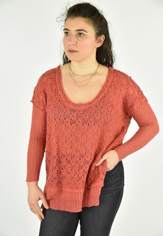 VINTAGE 90'S FREE PEOPLE ORANGE SWEATER SIZE MED