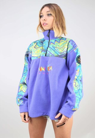 VINTAGE 90S OVERSIZED 1/4 ZIP FESTIVAL FLEECE