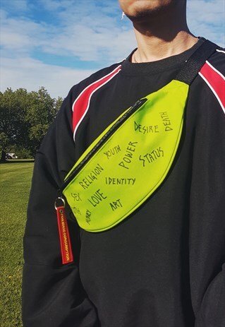 WORDS BUM BAG LIME GREEN