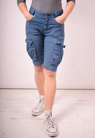LEVI'S WOMENS VINTAGE CARGO SHORTS W29 BLUE 90S