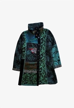 Vintage Y2K Women's Desigual Embroidered Peacock Coat