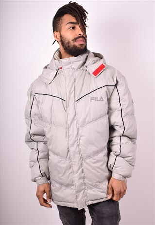 FILA MENS VINTAGE PADDED JACKET XL GREY 90S