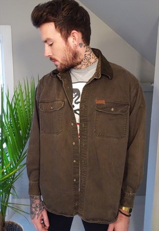 BROWN HEAVY COTTON WORKWEAR LONG SLEEVED SHIRT