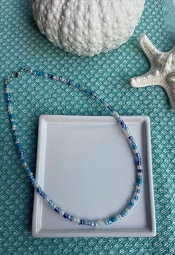 Blue and White beaded necklace 