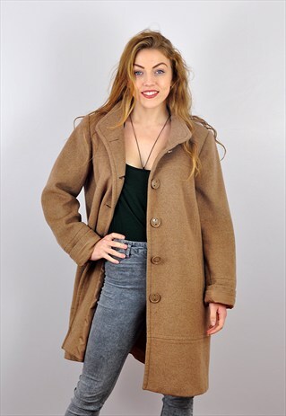 VINTAGE 90S CAMEL WOOL MIX COAT