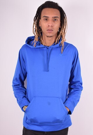 NIKE MENS VINTAGE HOODIE JUMPER LARGE BLUE 90S