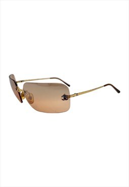Chanel Sunglasses Rimless Rectangle Rose Gold 4017 CC Logo