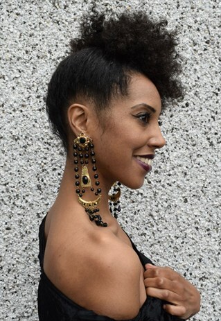 VINTAGE BLACK & GOLD EARRINGS
