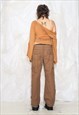 VINTAGE Y2K WIDE LEG CARGO TROUSERS IN BROWN GORPCORE