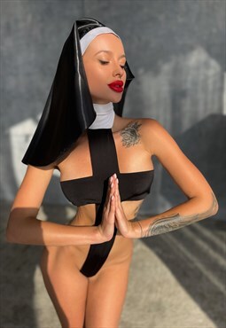 Lingerie Cosplay Nun Bodysuit  Halloween Nun