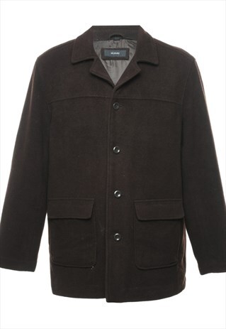 BEYOND RETRO VINTAGE DARK BROWN WOOL COAT - L