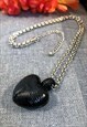 BLACK HEART LONG CHAIN NECKLACE