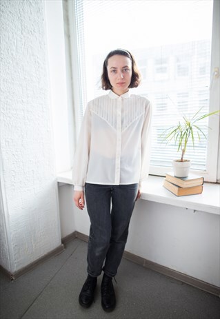 VINTAGE 70'S WHITE/CREAM BOHEMIAN SHIRT