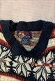 VINTAGE KNITTED JUMPER ABSTRACT PATTERNED KNIT SWEATER