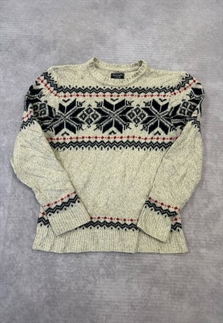 ABERCROMBIE & FITCH KNITTED JUMPER ABSTRACT PATTERNED KNIT