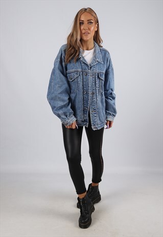 VINTAGE DENIM JACKET OVERSIZED FITTED UK 18 XXL (BFI)
