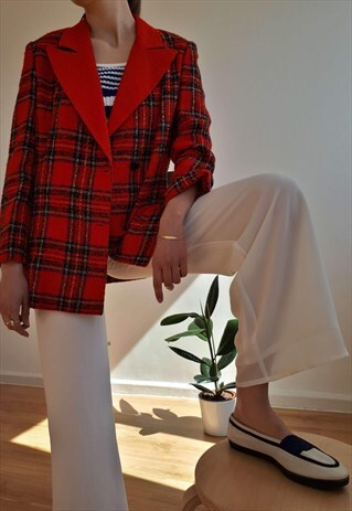 90S RED PLAID BLAZER