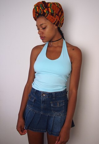 BABY BLUE HALTER CROP TOP