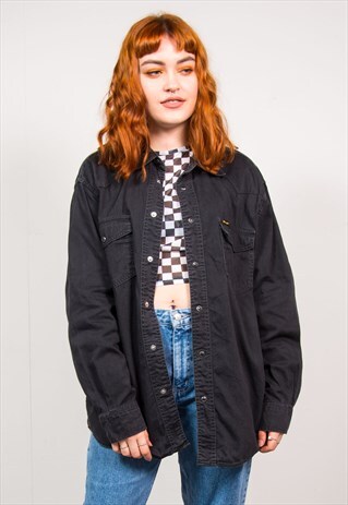 WRANGLER VINTAGE 90'S BLACK OVERSIZED DENIM SHIRT
