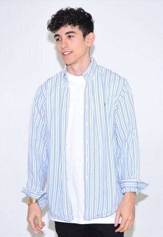VINTAGE 90S BLUE GREEN RALPH LAUREN SHIRT