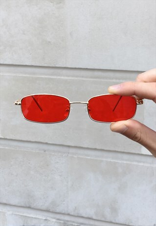 RACTANGULAR ROUND FORTUNE TELLER RED SUNLGASSES