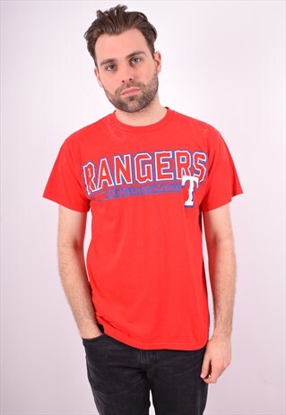 MENS VINTAGE RANGERS T-SHIRT TOP MEDIUM RED 90'S